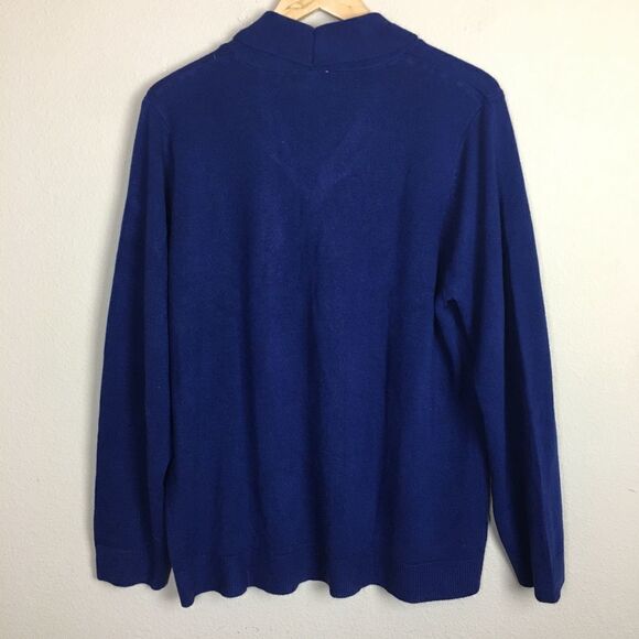 Bedford Fair Blue Bow Neck Sweater Soft Knit 1X Plus Size Classic Fall Cozy - Picture 2 of 7